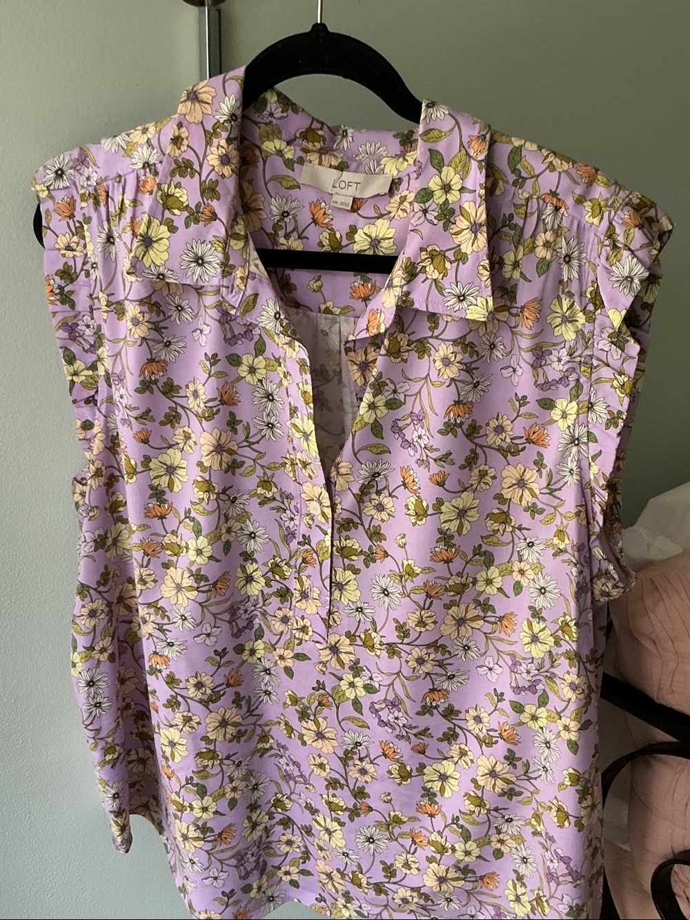 LOFT Lavender Floral Sleeveless Blouse